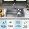 33” Workstation Kitchen Sink Drop-In Top Mount Stainless Steel Single Bowl with WorkFlow™ Ledge and Accessories